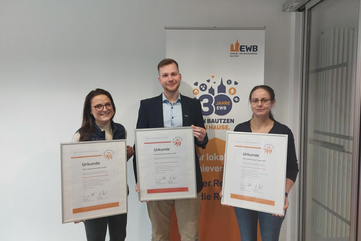 Siegel des Vertrauens – EWB ist Top-Lokalversorger